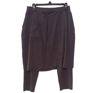 HEATHERED GRAY SKIRTED LEGGINGS DRAWSTRING ATHLETIC WEAR MODEST LARGE SKORT